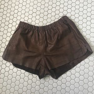 Brown leather shorts